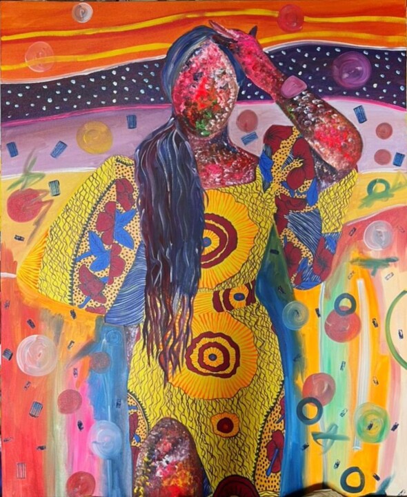 Pintura intitulada "Personnage" por Bernard Ategwa Ajarb, Obras de arte originais