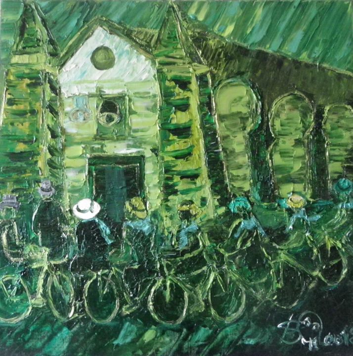 「Green wedding」というタイトルの絵画 Bernard Beneitoによって, オリジナルのアートワーク, オイル