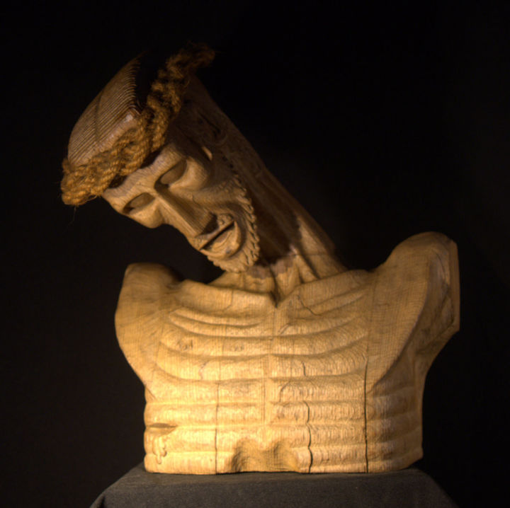 Sculpture intitulée "Christ de Perpignan" par Bernard Chenu, Œuvre d'art originale, Bois