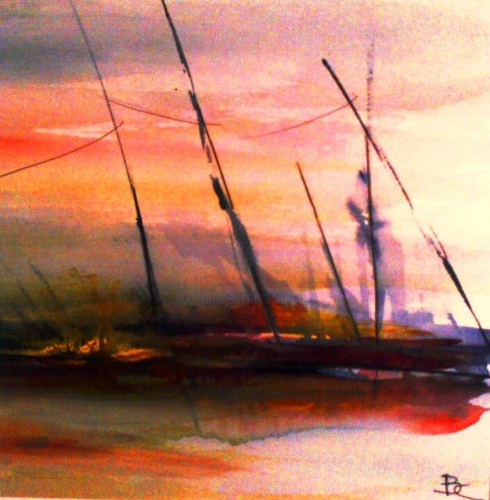 Peinture intitulée "la-mer-en-couleur-3…" par Bernard Courtalon (courtaloni), Œuvre d'art originale, Aquarelle