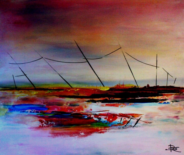 Painting titled "mer-eclatante-60x50…" by Bernard Courtalon (courtaloni), Original Artwork, Acrylic