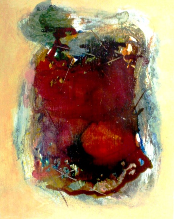 Peinture intitulée "eclat-de-rouge-46x3…" par Bernard Courtalon (courtaloni), Œuvre d'art originale, Encre