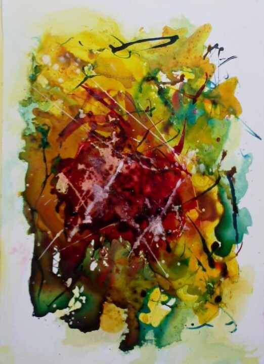Peinture intitulée "Rêve de couleurs" par Bernard Courtalon (courtaloni), Œuvre d'art originale, Encre