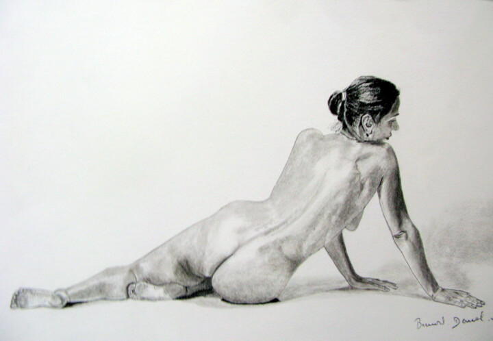 Dessin intitulée "Le nu N° 23" par Bernard Danel, Œuvre d'art originale, Fusain