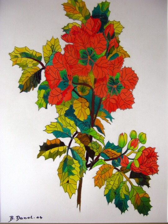 Peinture intitulée "Art floral abstrait…" par Bernard Danel, Œuvre d'art originale, Autre