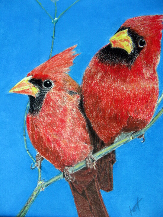 Painting titled "Oiseaux exotiques N…" by Bernard Danel, Original Artwork, Other