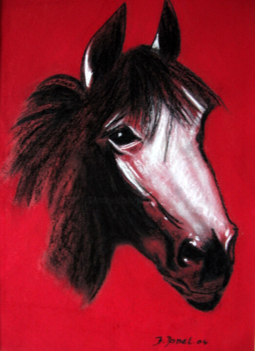 Painting titled "Tête de cheval N° 25" by Bernard Danel, Original Artwork, Other