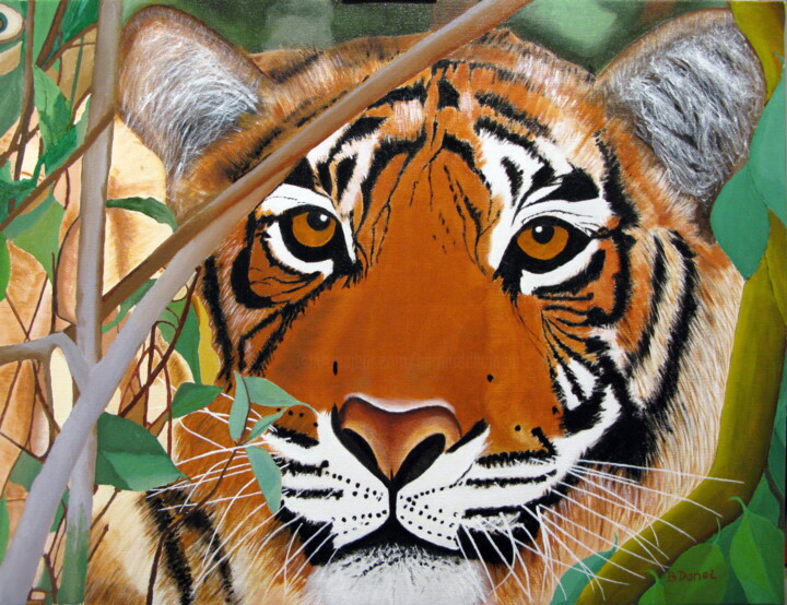 Painting titled "Tigre du Bengal N°…" by Bernard Danel, Original Artwork, Other