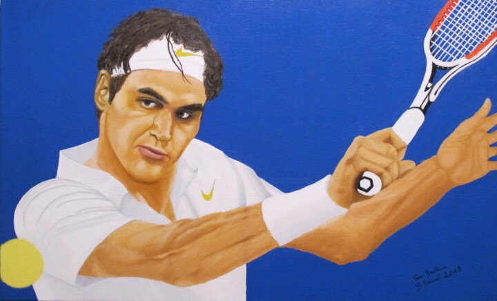 Malerei mit dem Titel "Joueur de tennis en…" von Bernard Danel, Original-Kunstwerk, Andere