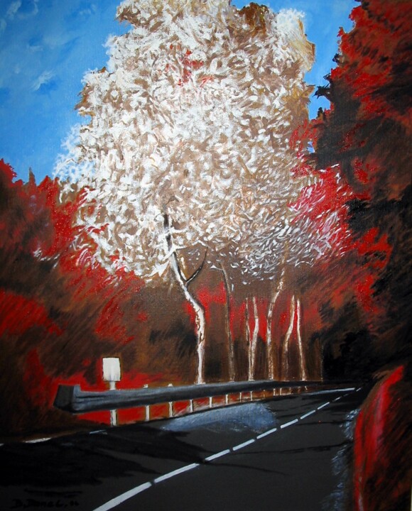 Painting titled "N° 3 route Nal 7 ro…" by Bernard Danel, Original Artwork, Oil