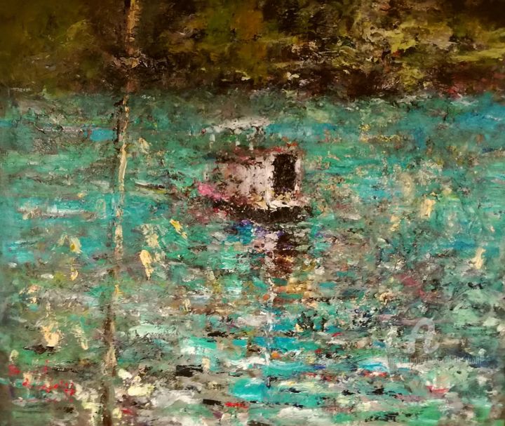 Картина под названием ""Small-boat-in-chin…" - Bernard De Wolff, Подлинное произведение искусства, Масло