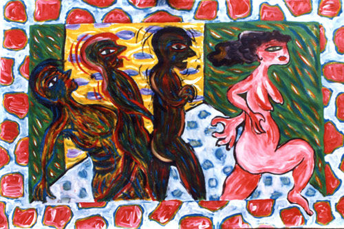 Peinture intitulée "la-poursuite" par Bernard Delarivière, Œuvre d'art originale, Huile