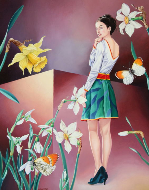 Painting titled "Flora 3" by Bernard Domange, Original Artwork, Oil
