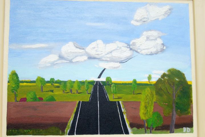 Peinture intitulée "la-route-sans-limit…" par Bernard Ducellier, Œuvre d'art originale, Huile