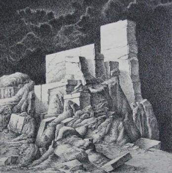 Ζωγραφική με τίτλο "Rocks 7" από Bernard Dumaine, Αυθεντικά έργα τέχνης