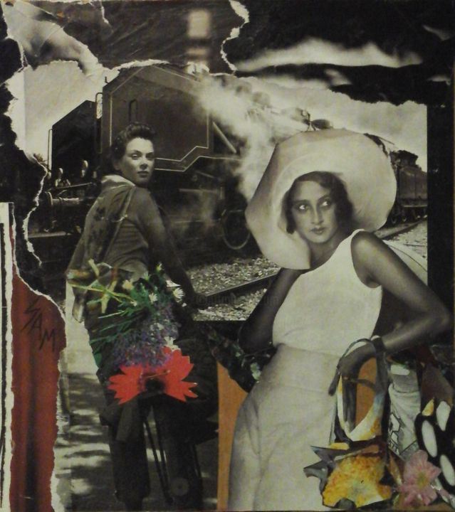 Collages intitolato "A MA MERE" da Sam De Beauregard, Opera d'arte originale, Collages Montato su Pannello di legno