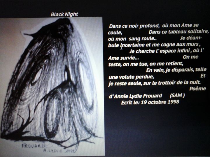 Dessin intitulée "BLACK NIGHT" par Sam De Beauregard, Œuvre d'art originale, Encre