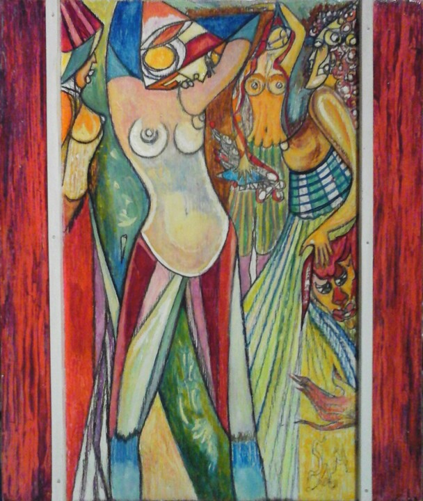 Картина под названием "CARNAVAL A RIO" - Sam De Beauregard, Подлинное произведение искусства, Гуашь
