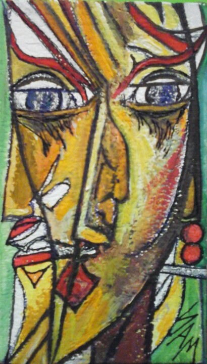 Peinture intitulée "VISAGES ENTREMÊLÉS" par Sam De Beauregard, Œuvre d'art originale, Gouache