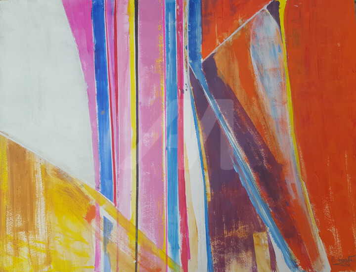 Peinture intitulée "ABSTRACTION ORANGE" par Bernard Goeytes, Œuvre d'art originale, Acrylique