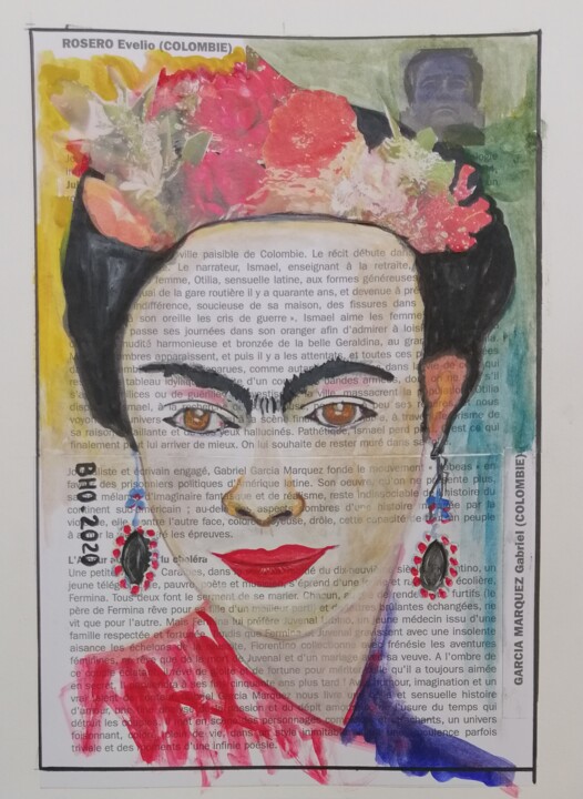 Painting titled "Frida kahlo" by Bernard Houssin Brillas, Original Artwork, Collages