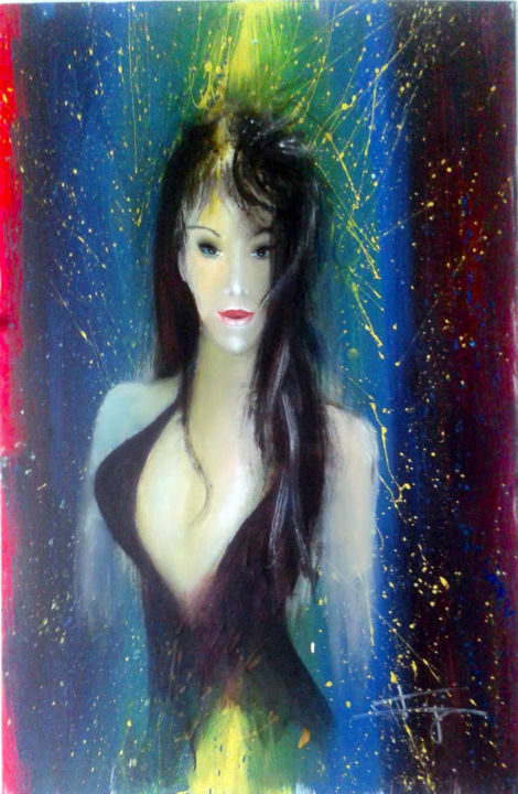 Painting titled "charme d'Asie" by Bernard Jolly, Original Artwork, Acrylic