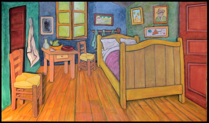 Painting titled "la chambre à Vincent" by Bernard Leboeuf, Original Artwork, Acrylic