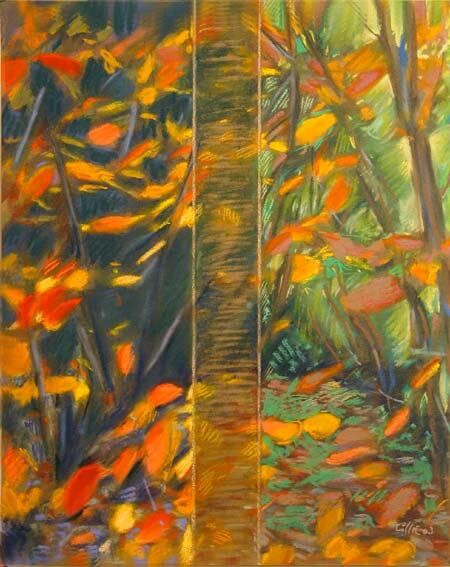 Painting titled "warm autumn light -…" by Bernard Marie Collet, Original Artwork, Pastel