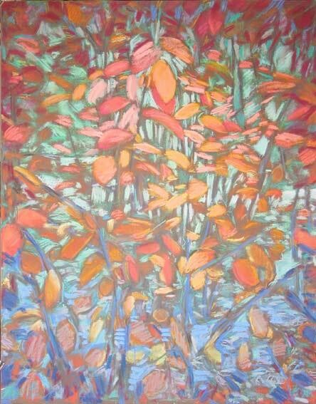 Malarstwo zatytułowany „autumn leaves - feu…” autorstwa Bernard Marie Collet, Oryginalna praca, Pastel