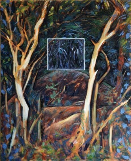Painting titled "Two white trees - D…" by Bernard Marie Collet, Original Artwork, Oil