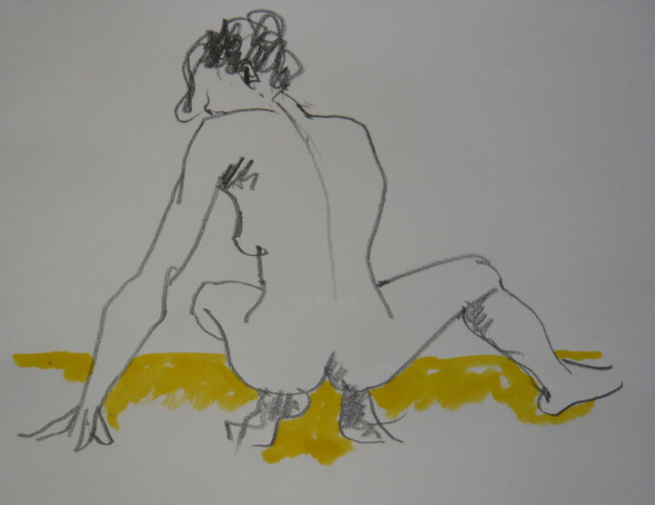 Dessin intitulée "croquis de nu" par Bernard Moutin, Œuvre d'art originale