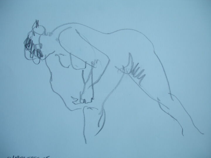 Dessin intitulée "Croquis de nu" par Bernard Moutin, Œuvre d'art originale