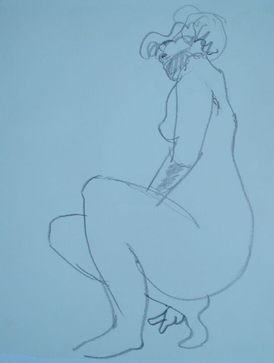 Tekening getiteld "Croquis de nu" door Bernard Moutin, Origineel Kunstwerk