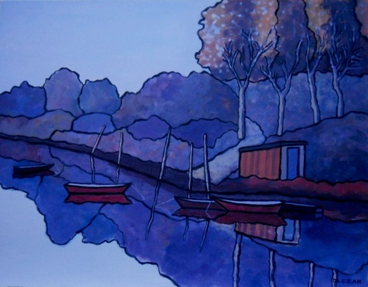 Peinture intitulée "l-ile-aux-faisants.…" par Bernard Olczak, Œuvre d'art originale, Acrylique