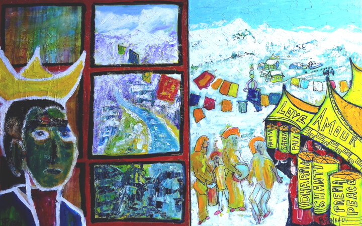 Pintura intitulada "D040X20 Tibet" por Bernard Pineau, Obras de arte originais, Óleo