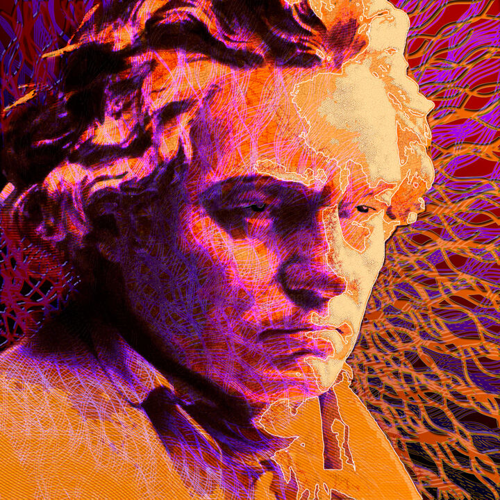 Arts numériques intitulée "Beethoven" par Bernard Pourchet, Œuvre d'art originale, Travail numérique 2D