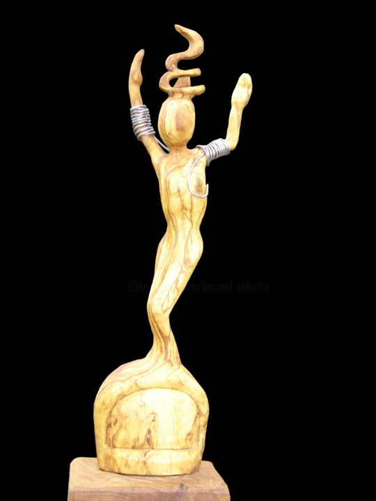 Sculpture titled "Dany - Danseuse afr…" by Bernard Sabathé, Original Artwork, Wood