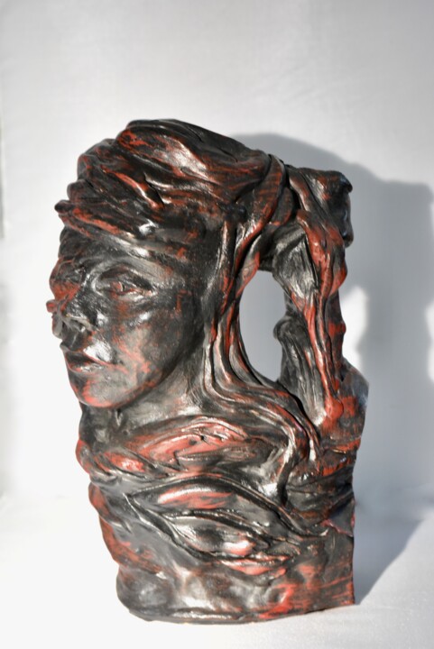 Sculpture titled "visage" by Bernard Schembri, Original Artwork, Terra cotta