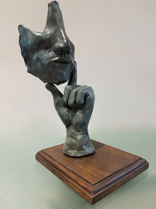 Skulptur mit dem Titel "le pensif" von Bernard Schembri, Original-Kunstwerk, Ton