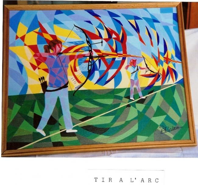 Painting titled "geste sportif" by Bernard Tridera, Original Artwork
