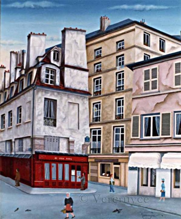 "Au vieux Paris VI è…" başlıklı Tablo Bernard Vercruyce tarafından, Orijinal sanat, Petrol