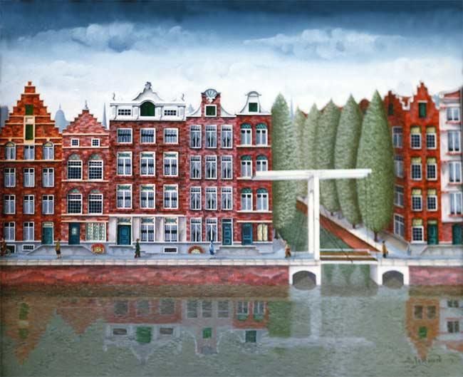 「Amsterdam - 1985」というタイトルの絵画 Bernard Vercruyceによって, オリジナルのアートワーク, オイル