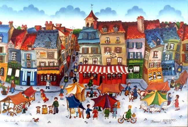 绘画 标题为“Le marché de Pont-A…” 由Bernard Vercruyce, 原创艺术品