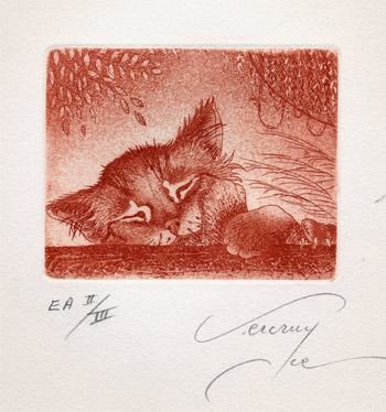 Gravures & estampes intitulée "La sieste - gravure" par Bernard Vercruyce, Œuvre d'art originale, Gravure