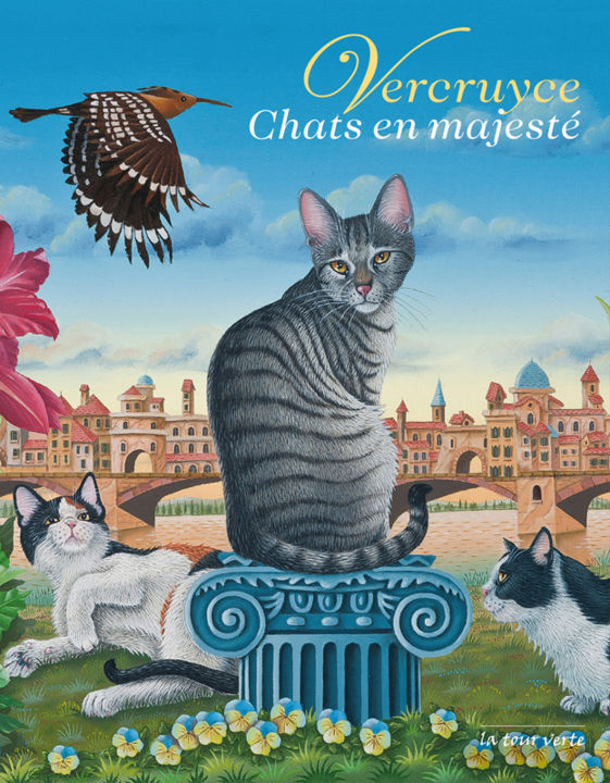 Dibujo titulada "chats-en-majeste-co…" por Bernard Vercruyce, Obra de arte original