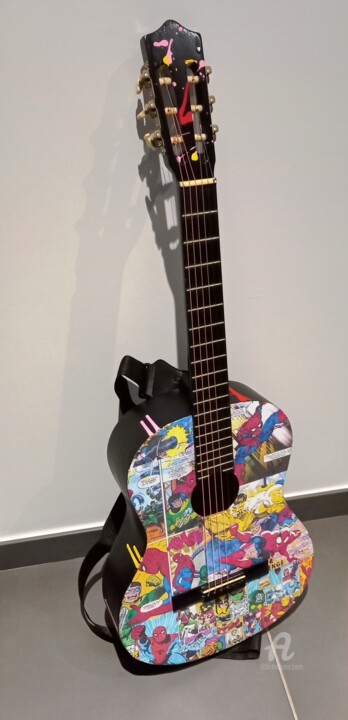 Design intitulée "Guitare POP In" par Bernard Xavier, Œuvre d'art originale, Accessoires