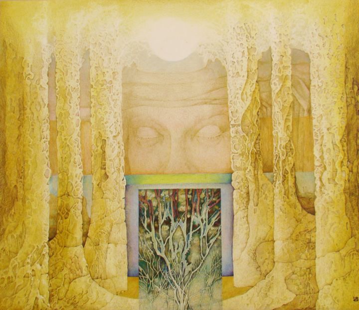 Dessin intitulée "Rêve doré" par Bernard Zwegers, Œuvre d'art originale, Crayon