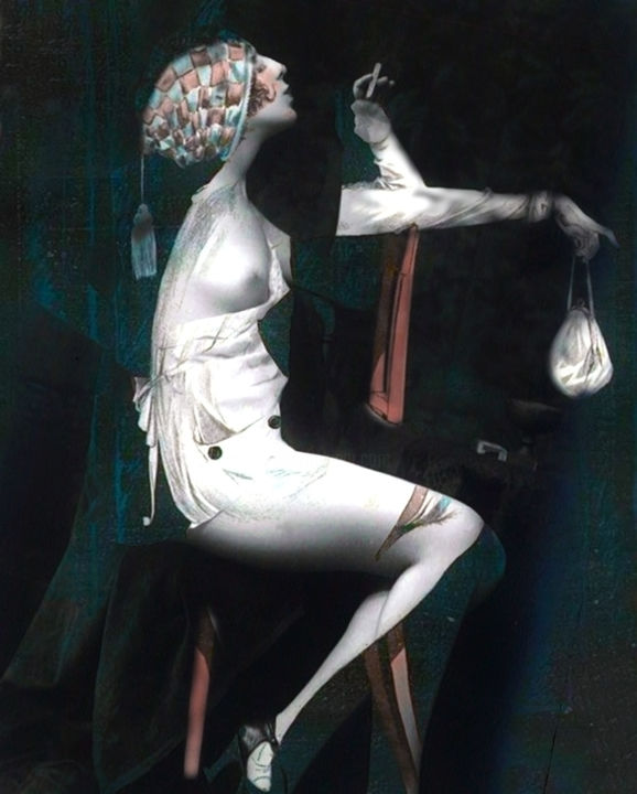 Arts numériques intitulée "Smoking girl" par Bernardalcaraz, Œuvre d'art originale, Papier