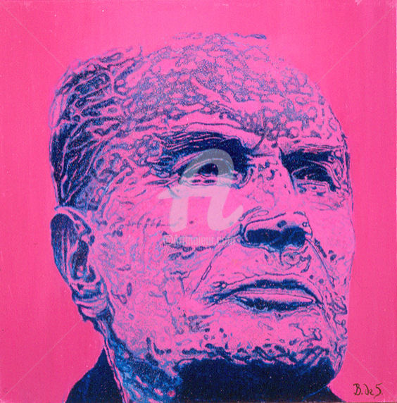 Pittura intitolato ""Francois Mitterran…" da Bernard De Souzy, Opera d'arte originale, Olio