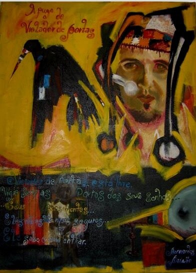 Pintura intitulada "A fuga do Violador…" por Bernardes Paixão, Obras de arte originais, Óleo